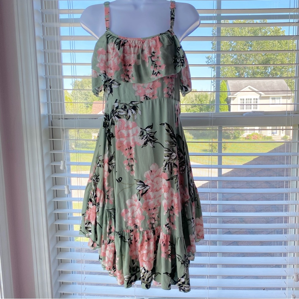 green floral dress